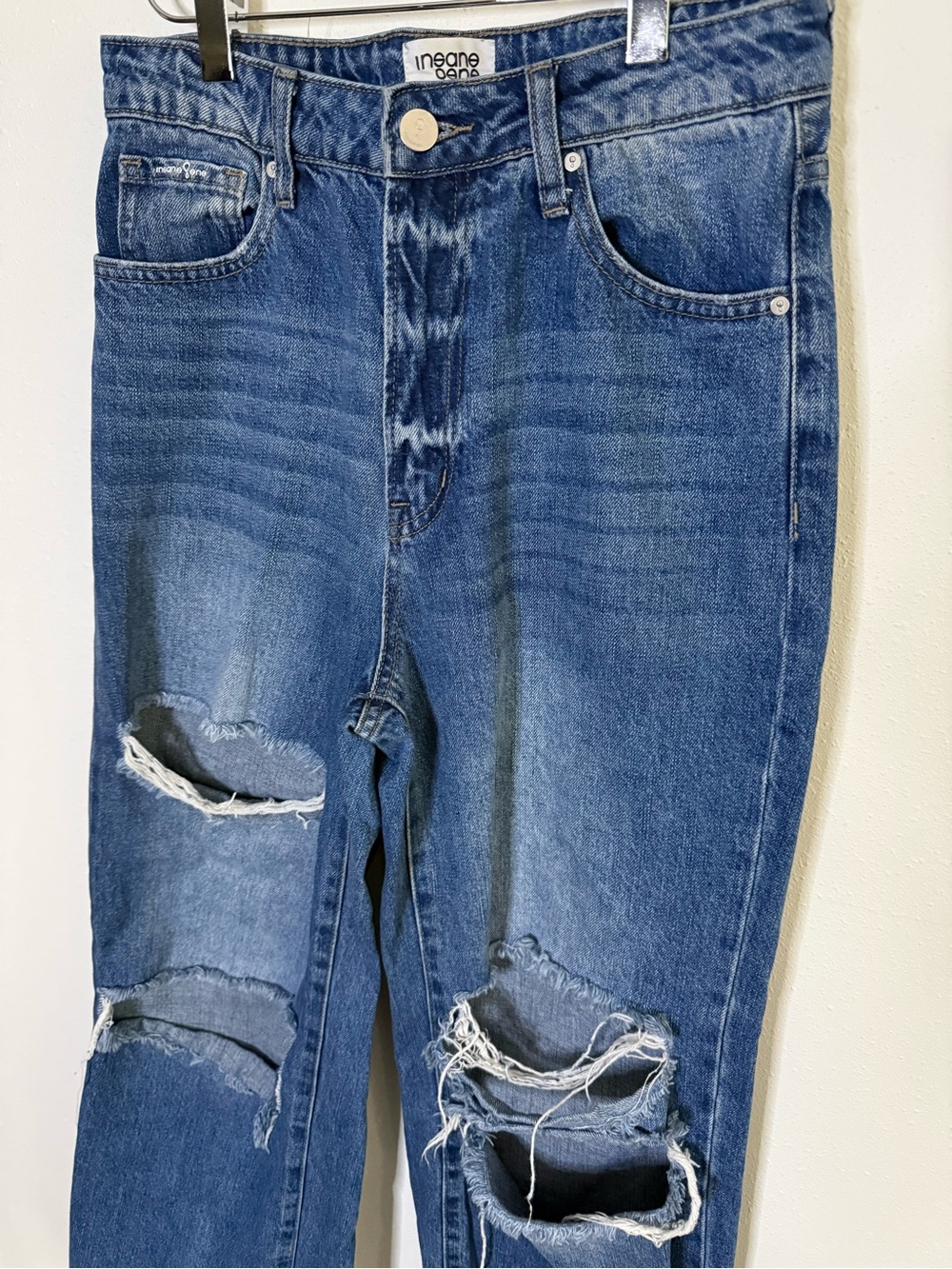 Insane Gene Distressed Straight Leg Jeans Size 26 High Rise 100% Cotton - Picture 2 of 8